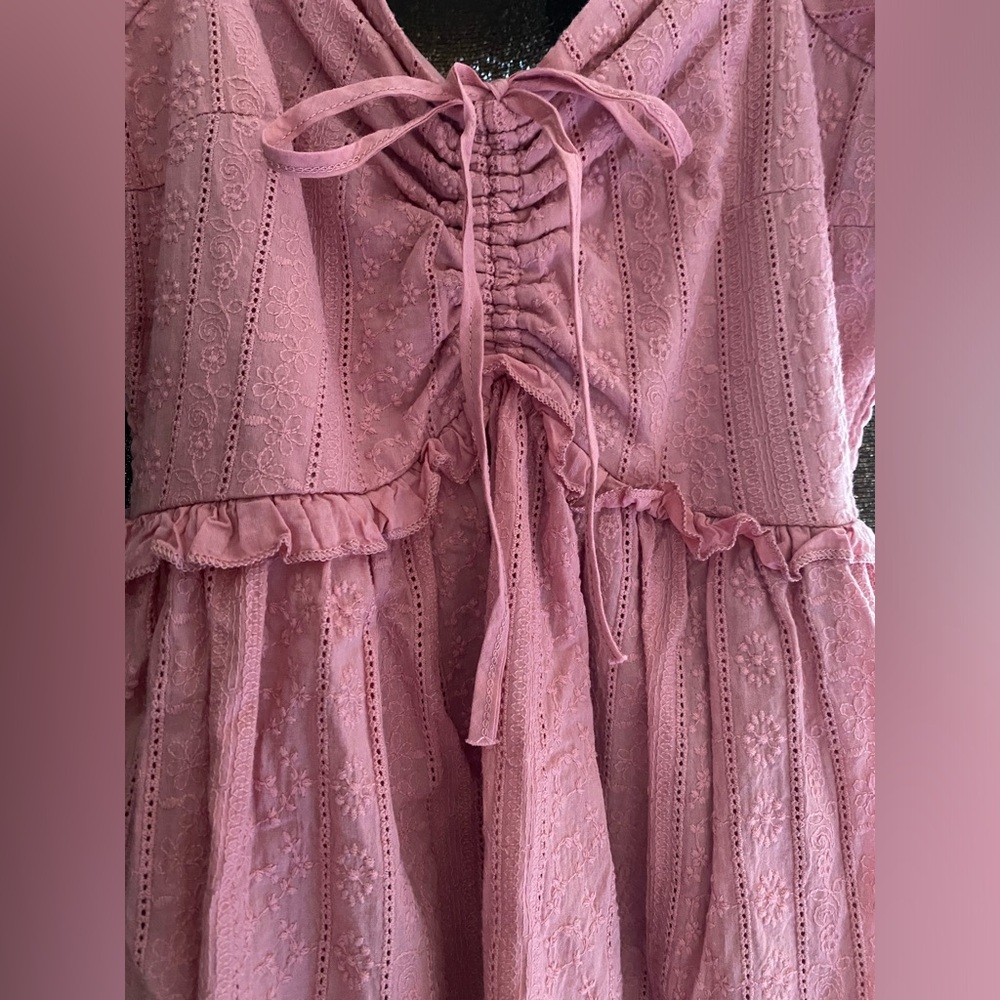 Rebellion Pink Eyelet print Dress size medium